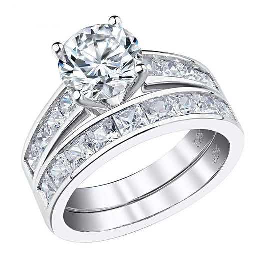1.8 Ct Round EVN Stone Engagement Ring Set-Black Diamonds New York
