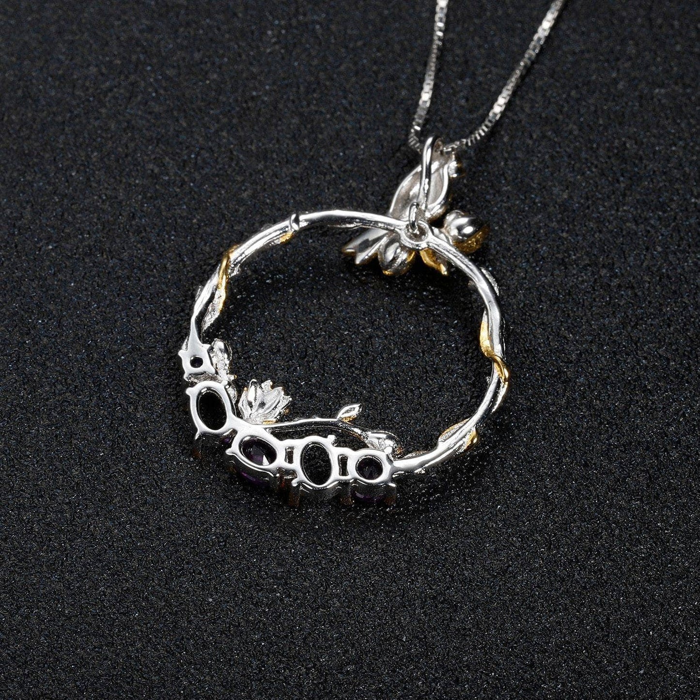1.81Ct Natural Amethyst Gemstone Handmade Pendant Necklace-Black Diamonds New York