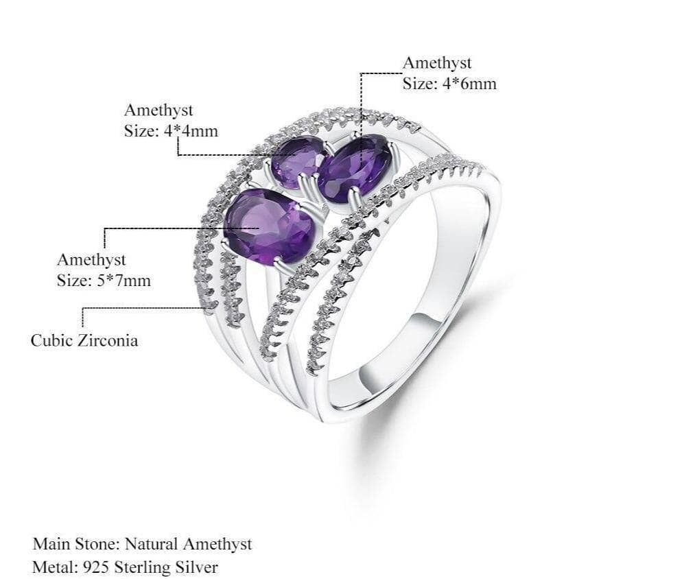 1.84Ct Natural Amethyst Gemstone Ring - Black Diamonds New York