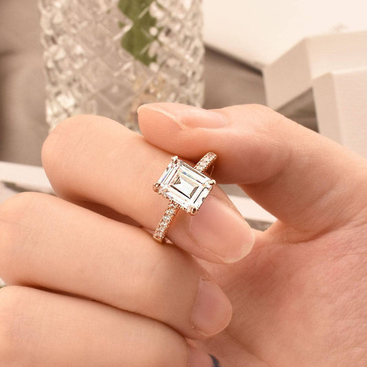 1.8Ct Emerald Cut EVN Stone Rose Gold Engagement Ring - Black Diamonds New York