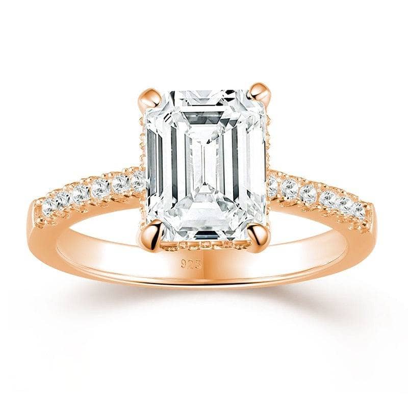 1.8Ct Emerald Cut EVN Stone Rose Gold Engagement Ring-Black Diamonds New York