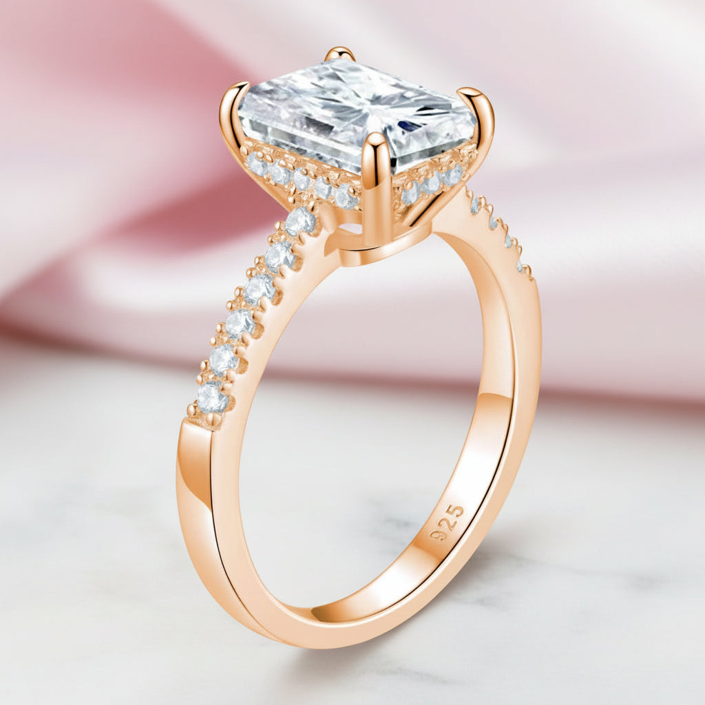 1.8Ct Emerald Cut Diamond Option Rose Gold Engagement Ring-Black Diamonds New York