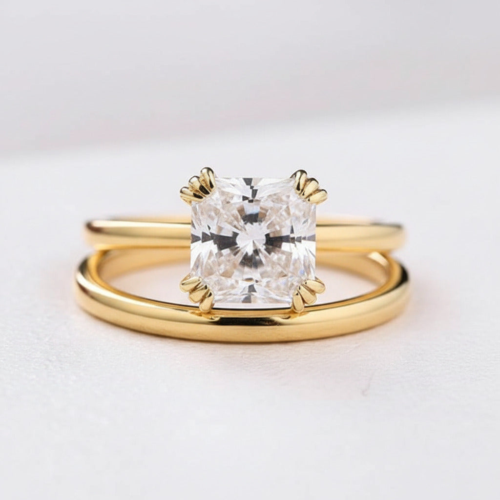 1.8ct Radiant Cut Simulated Diamond Option Bridal Ring Set-Black Diamonds New York