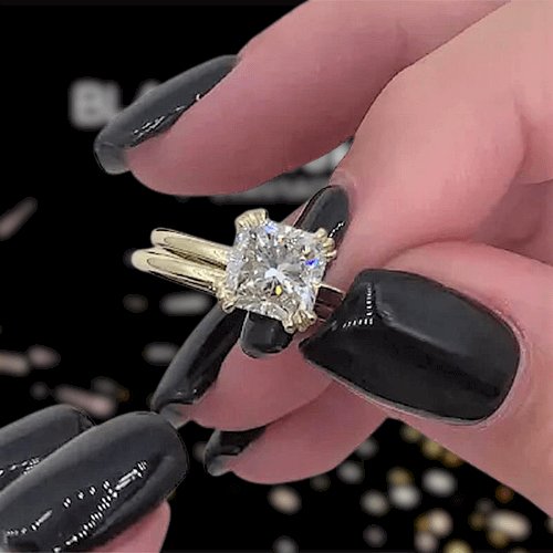 1.8ct Radiant Cut Simulated Diamond Bridal Ring Set - Black Diamonds New York