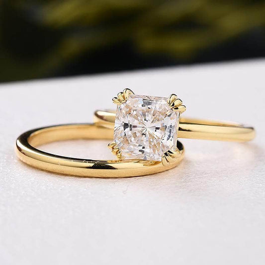 1.8ct Radiant Cut Simulated Diamond Bridal Ring Set-Black Diamonds New York