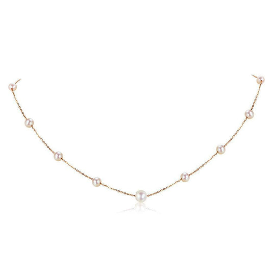 18K/ 750 Rose Gold Pearls Necklace - Black Diamonds New York