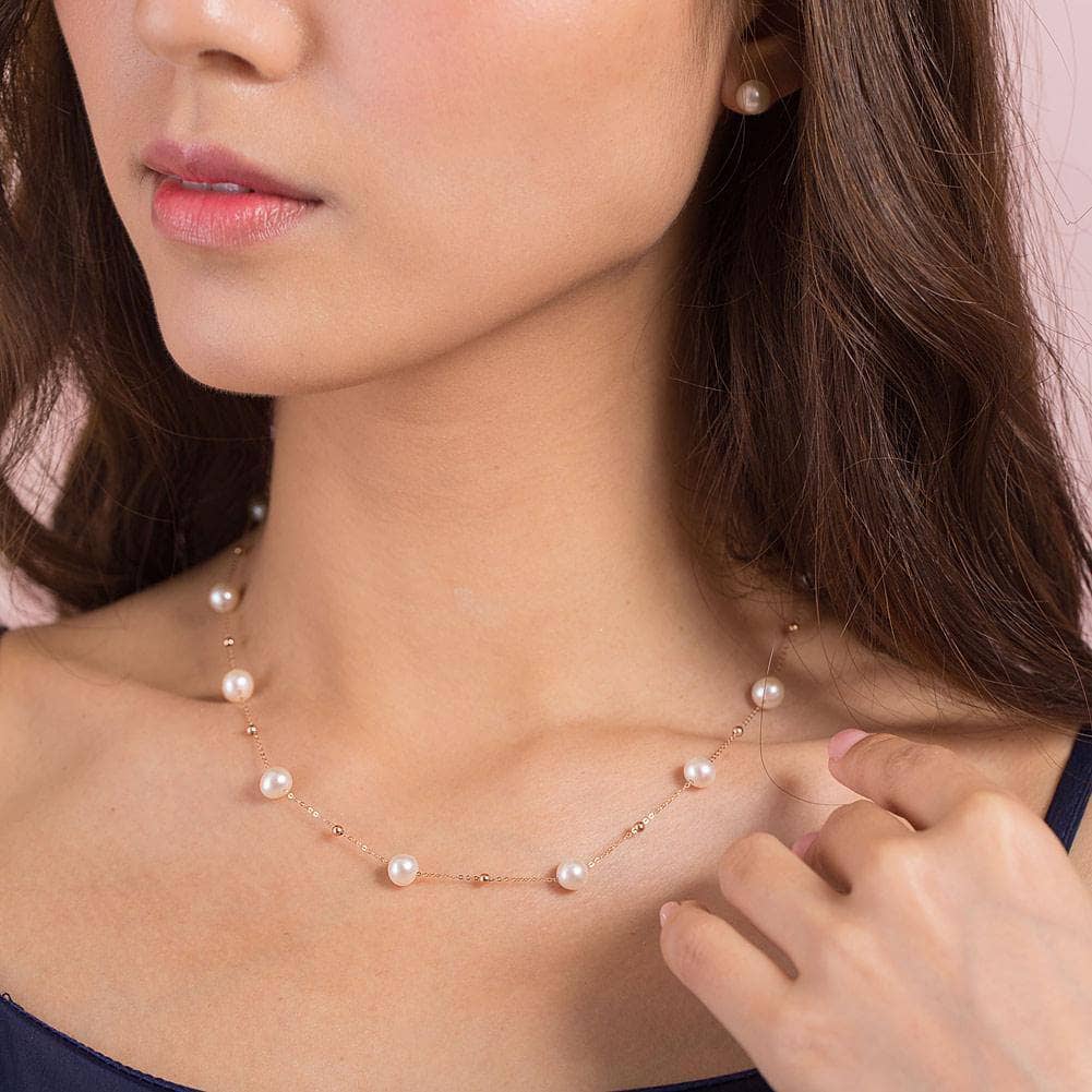  750 Rose Gold Pearls Necklace - Black Diamond Options New York NOT EXISTING-Black Diamonds New York