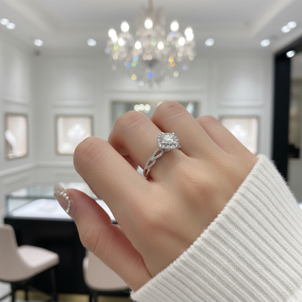 18k Antique Round Cut Diamond Option Engagement Ring-Black Diamonds New York