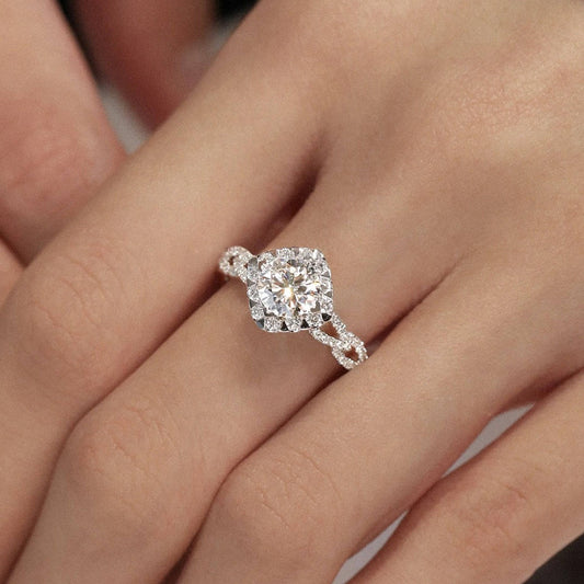 18k Antique Round Cut Diamond Engagement Ring-Black Diamonds New York