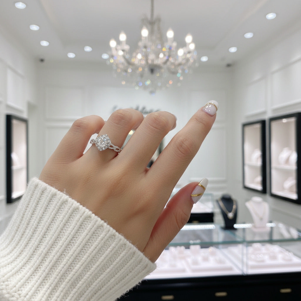 18k Antique Round Cut Diamond Option Engagement Ring-Black Diamonds New York