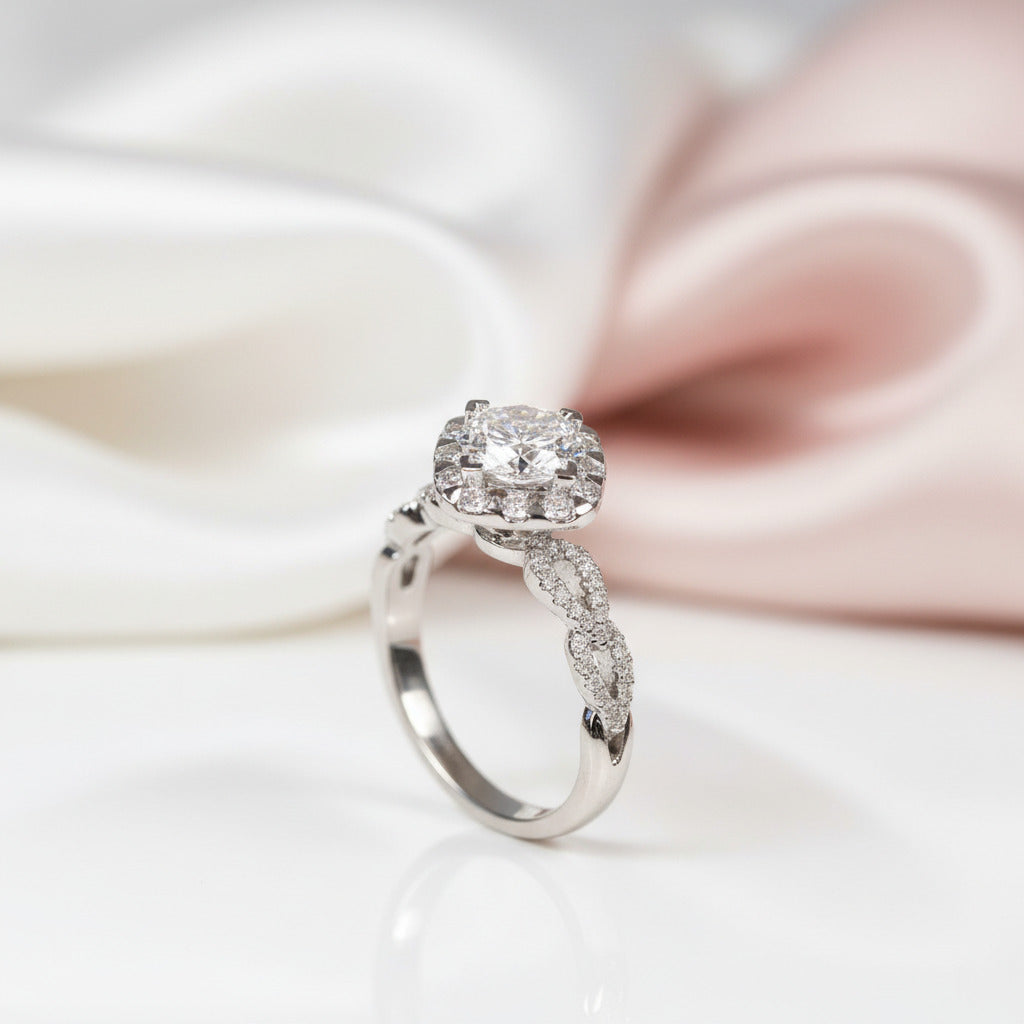 18k Antique Round Cut Diamond Option Engagement Ring-Black Diamonds New York