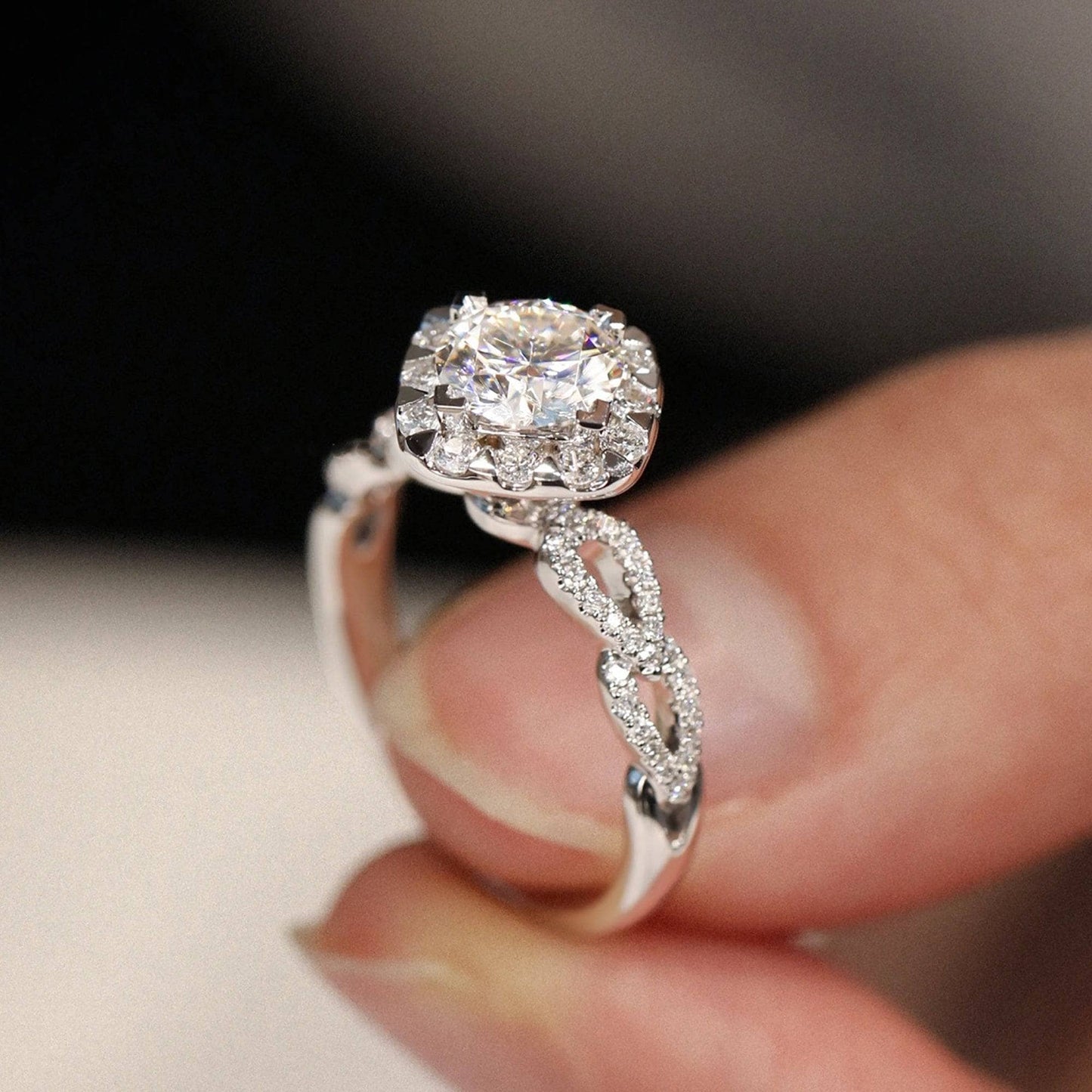 Antique Round Cut Moissanite Engagement Ring - Black Diamonds New York