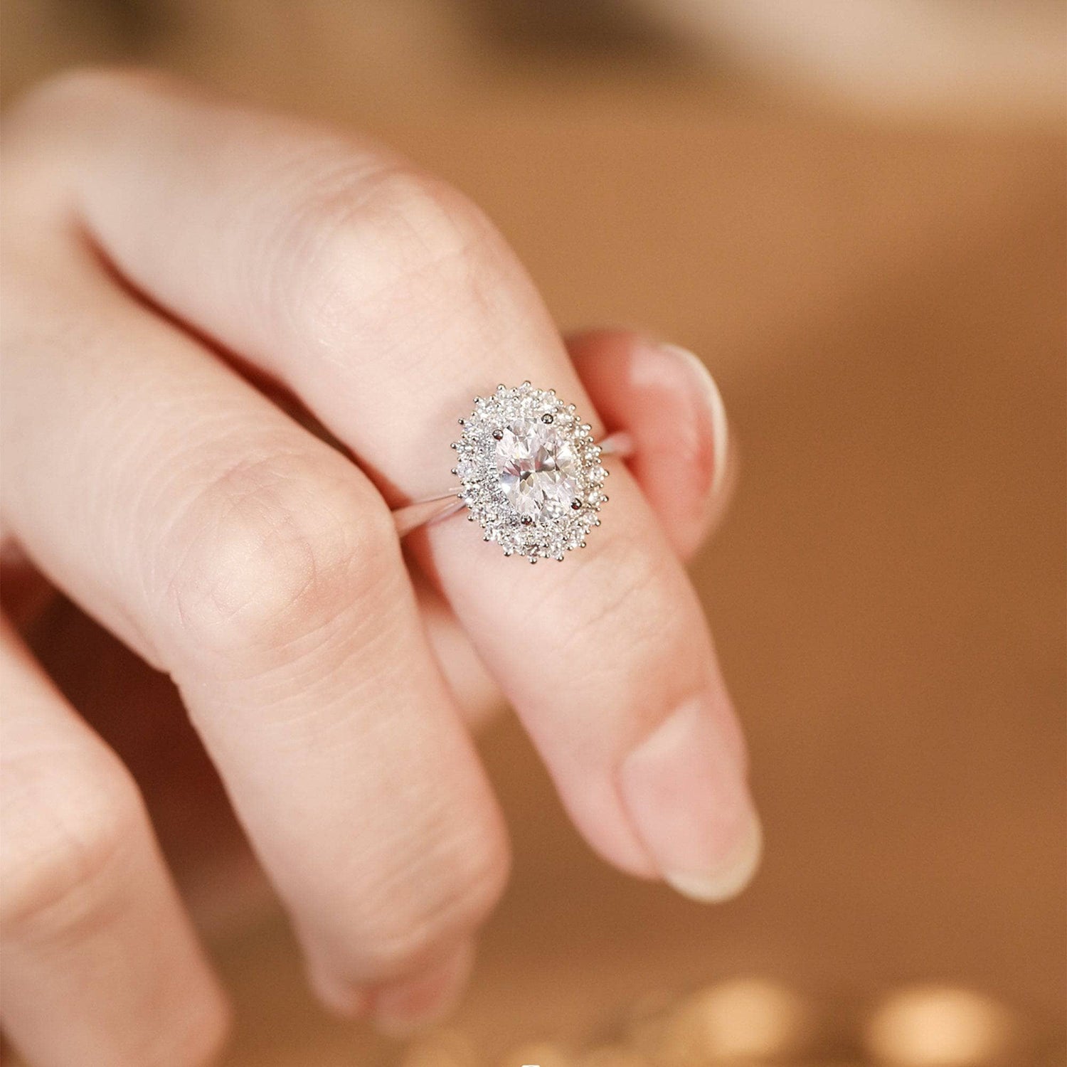 Oval Cut Moissanite Vintage Halo Engagement Ring - Black Diamonds New York