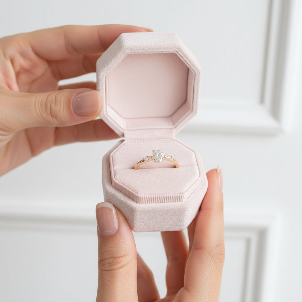 18k Oval Cut Three Stone Diamond Engagement Ring-Black Diamonds New York