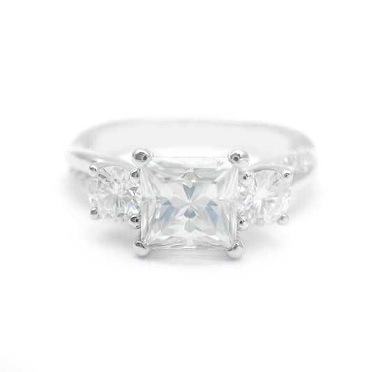 18k Princess Cut Diamond Twist Engagement Ring-Black Diamonds New York