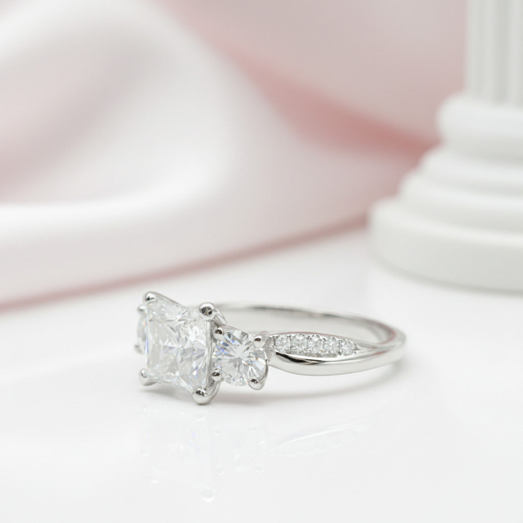 18k Princess Cut Diamond Option Twist Engagement Ring-Black Diamonds New York