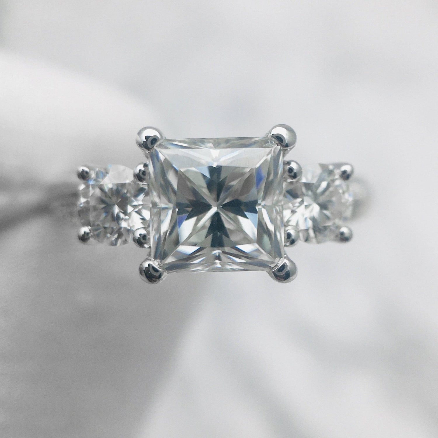 Princess Cut Moissanite Twist Engagement Ring - Black Diamonds New York