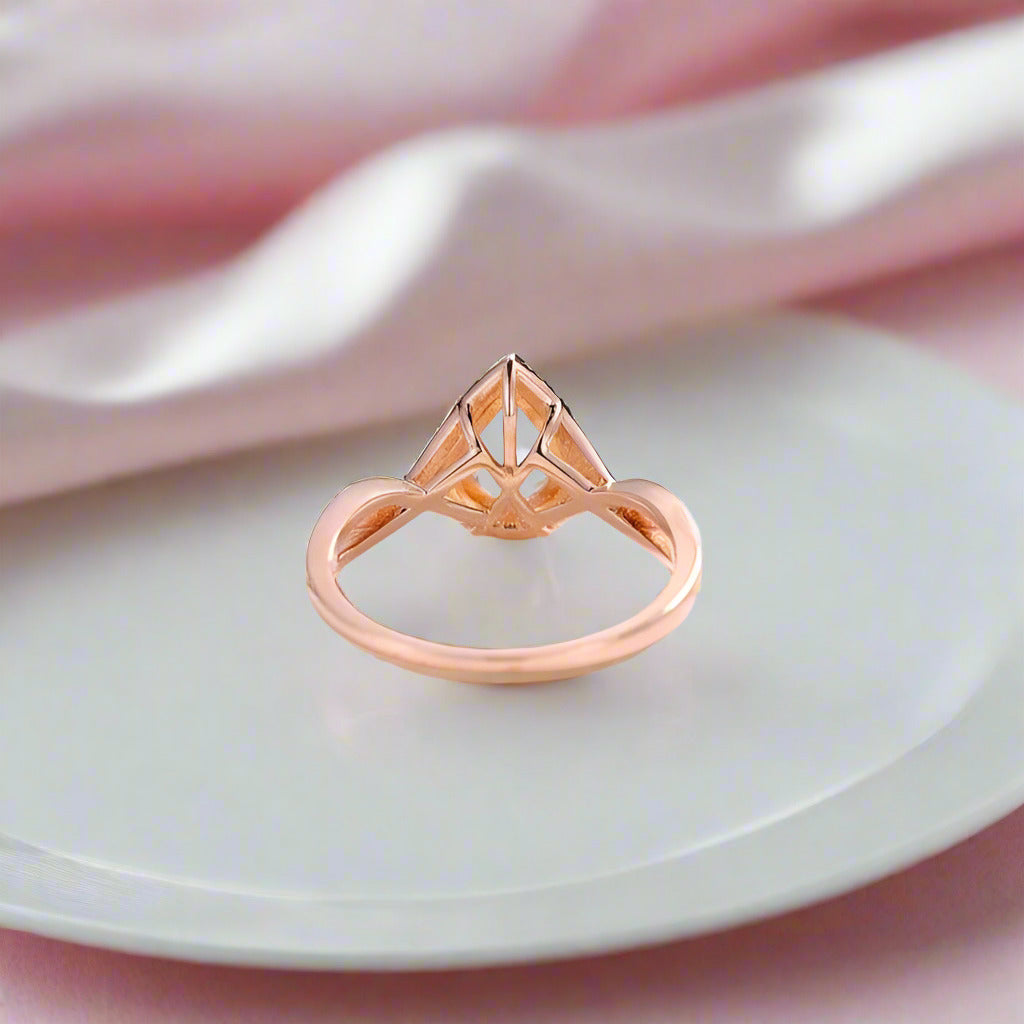 18k Rose Gold 6*8mm Pear Cut Morganite Engagement Ring-Black Diamonds New York