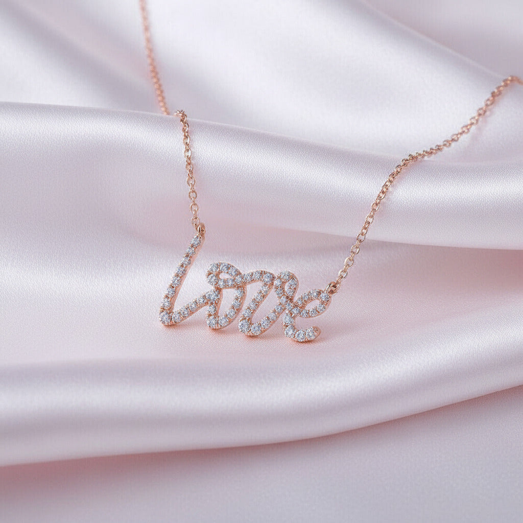 18k Rose Gold Love Diamond Necklace-Black Diamonds New York