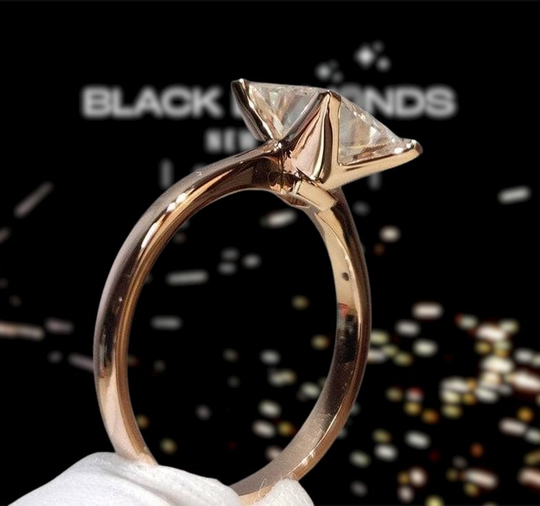 18K Rose Gold Princess Cut 2ct 7*7mm Moissanite Engagement Ring - Black Diamonds New York