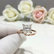 18K Rose Gold Princess Cut 2ct 7*7mm Diamond Engagement Ring-Black Diamonds New York