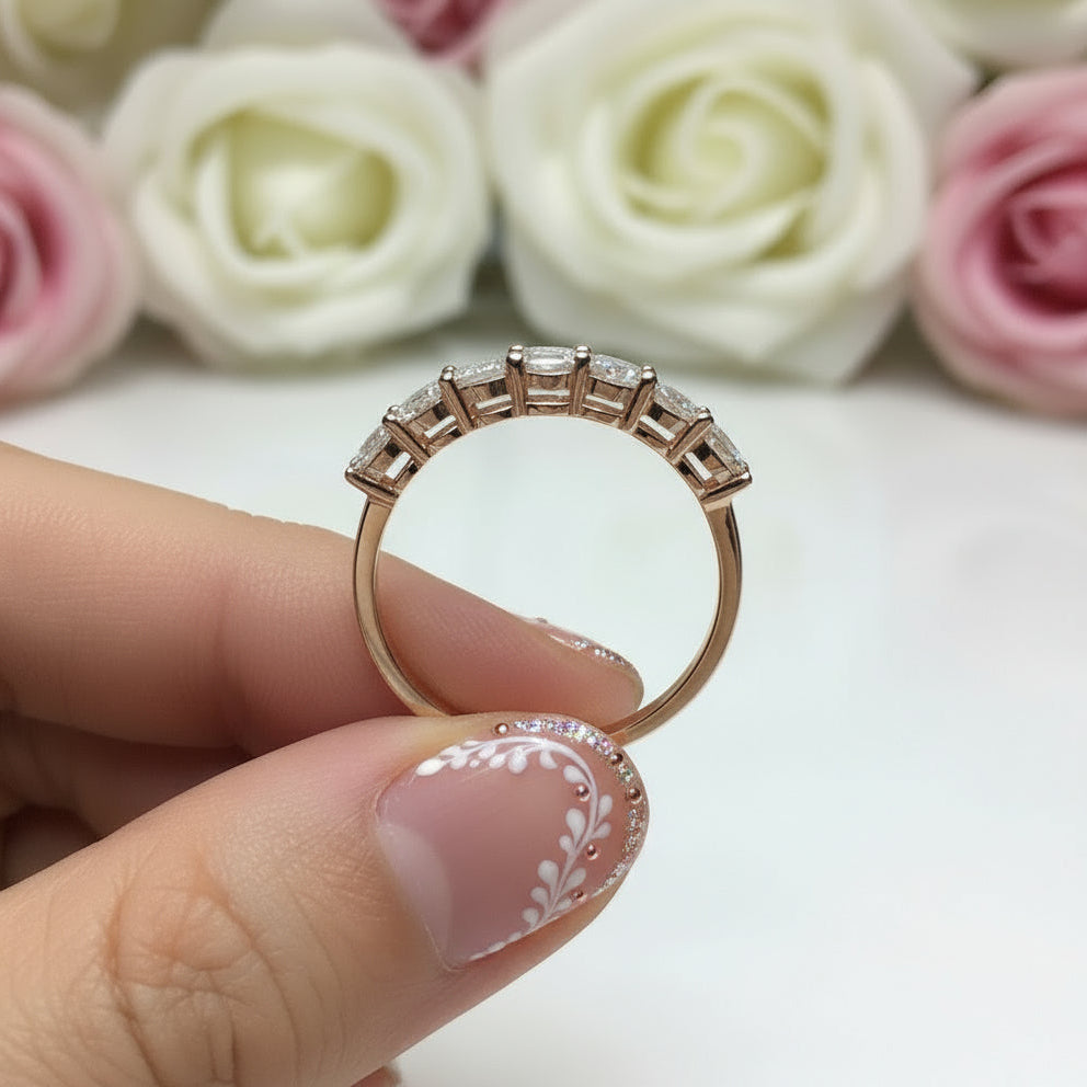 18k Rose Gold Round Cut 0.7 Carat 7 Pcs Diamond Band-Black Diamonds New York