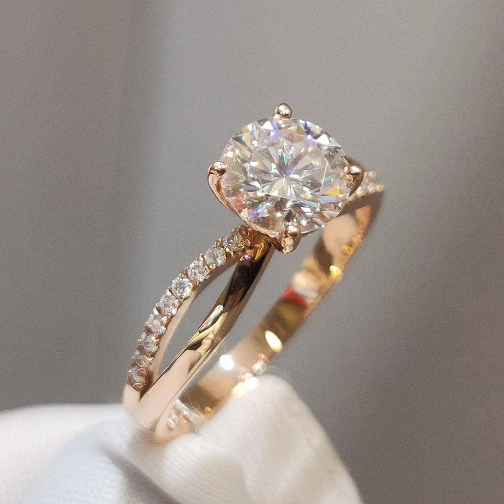 18K Rose Gold Round Cut 1 Carat Diamond Solitaire Engagement Ring-Black Diamonds New York