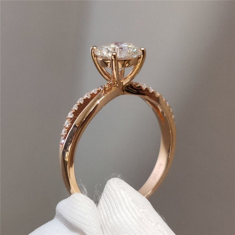 18K Rose Gold Round Cut 1 Carat Moissanite Solitaire Engagement Ring-Black Diamonds New York