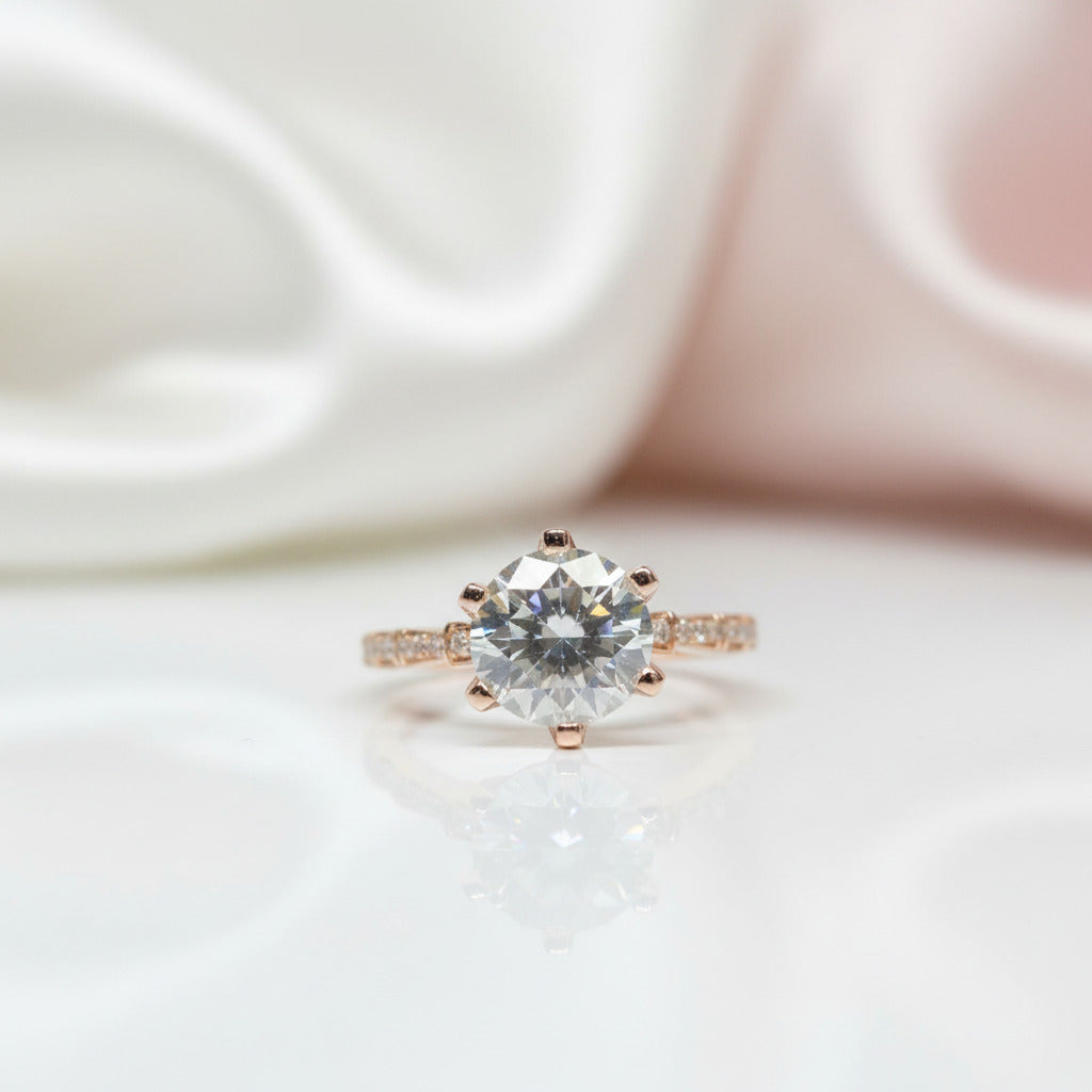 18K Rose Gold Round Cut 2 Carat Diamond Option Engagement Ring-Black Diamonds New York