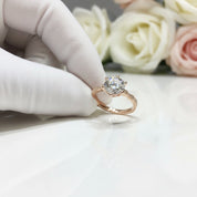 18K Rose Gold Round Cut 2 Carat Diamond Engagement Ring-Black Diamonds New York