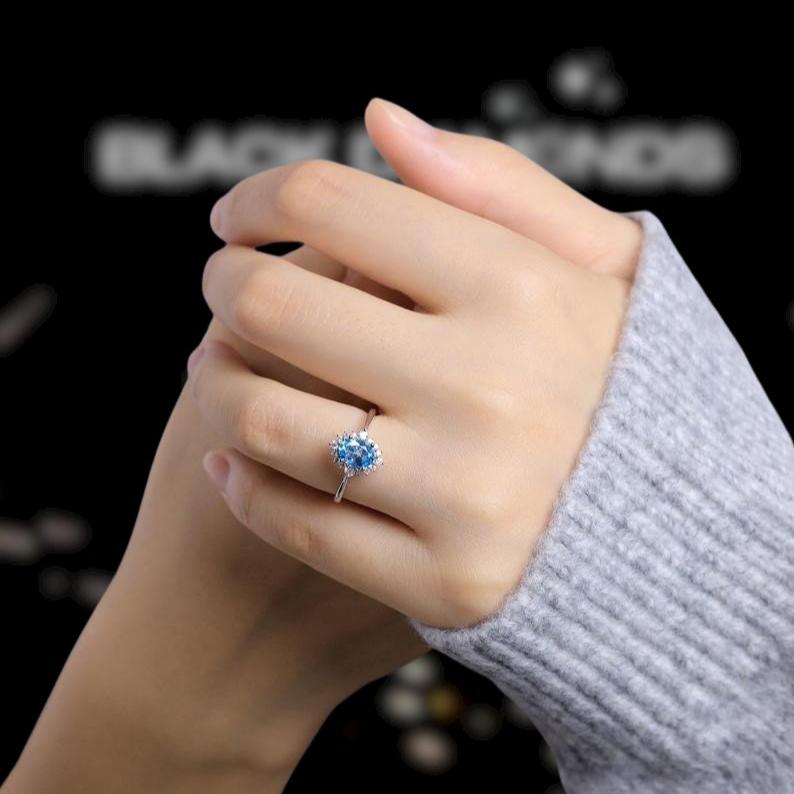 18k Rose Gold Sky Blue Topaz Engagement Ring – Black Diamonds New York