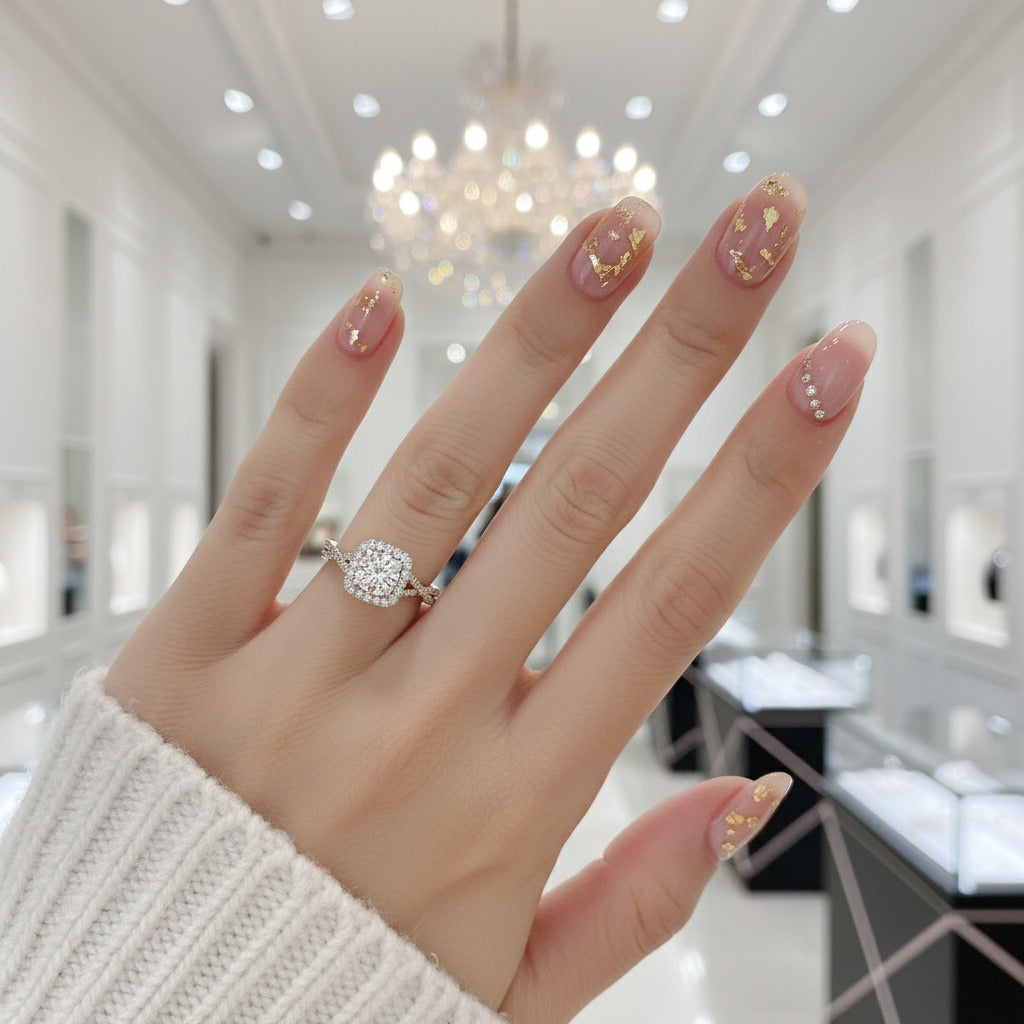 18k Round Cut Halo Diamond Infinity Engagement Ring-Black Diamonds New York