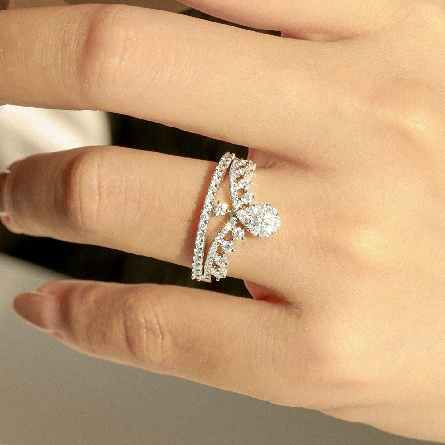 Round Cut Moissanite Crown Design Engagement Ring - Black Diamonds New York