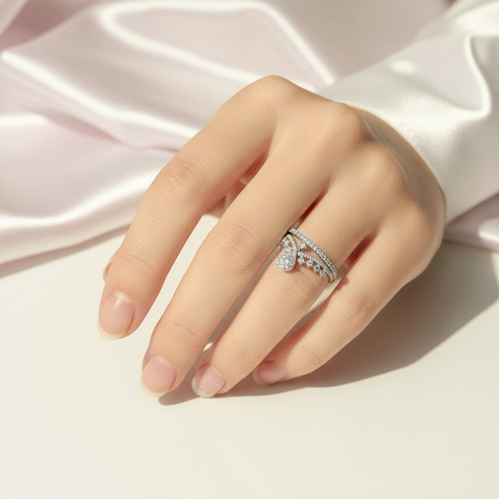 18k Round Cut Diamond Crown Design Engagement Ring-Black Diamonds New York