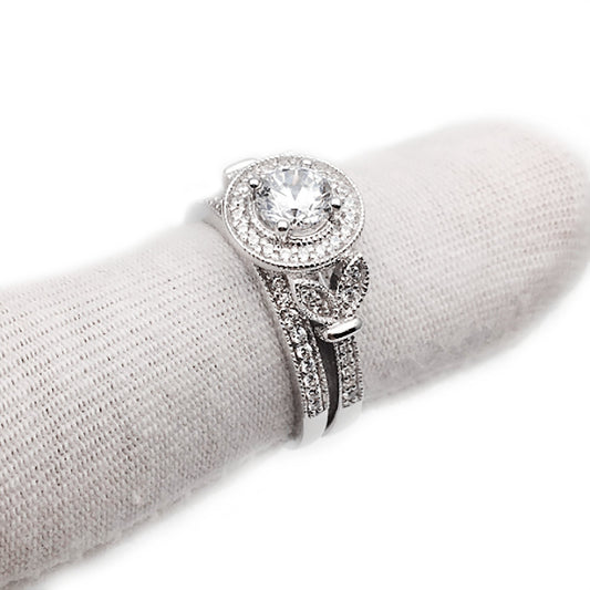 18k Round Cut Moissanite Elegant Vintage Design Engagement Ring-Black Diamonds New York