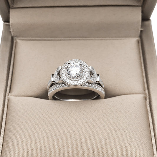 Round Cut Moissanite Elegant Vintage Design Engagement Ring - Black Diamonds New York