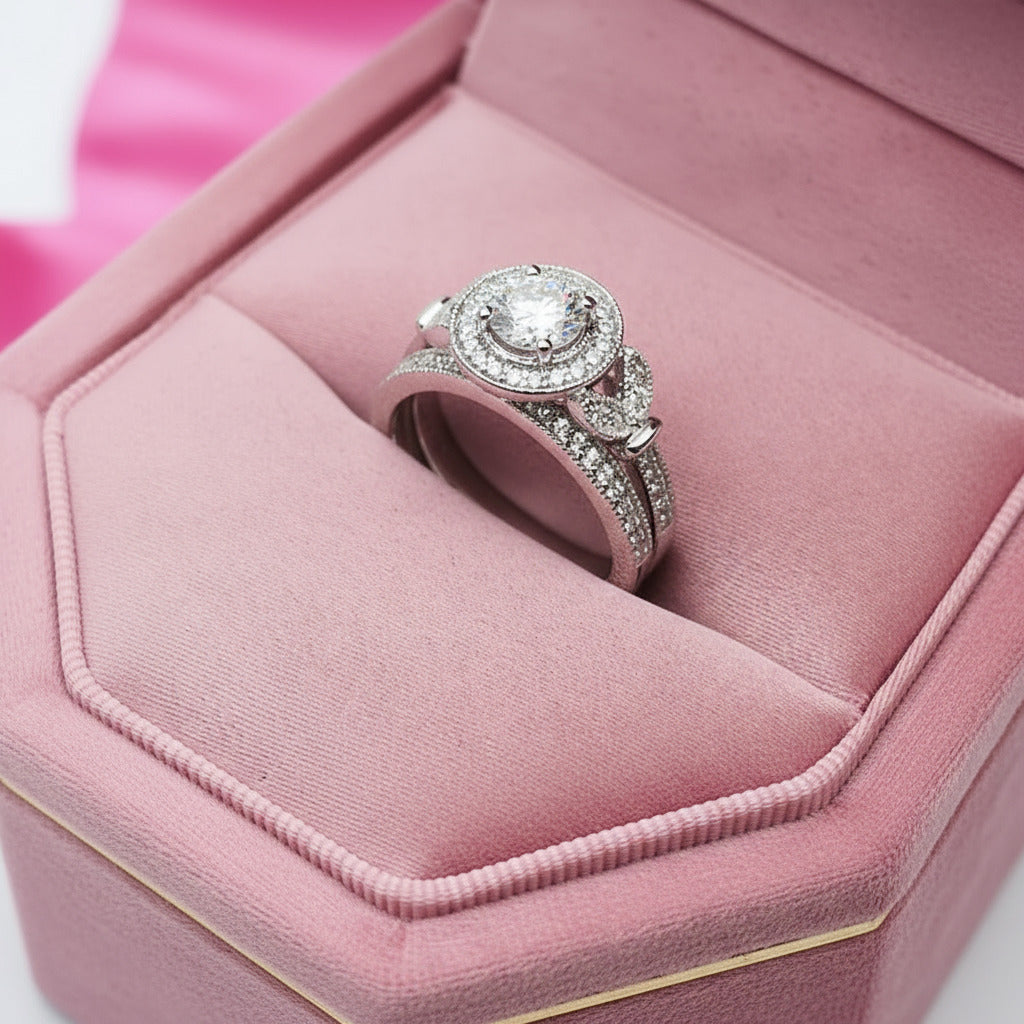 18k Round Cut Diamond Elegant Vintage Design Engagement Ring-Black Diamonds New York