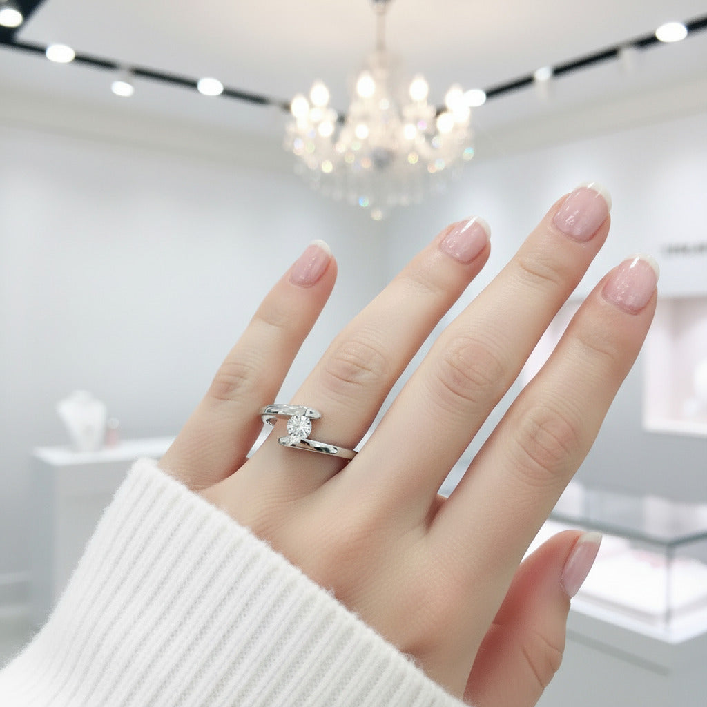 18k Round Cut Diamond Minimalist Design Engagement Ring-Black Diamonds New York