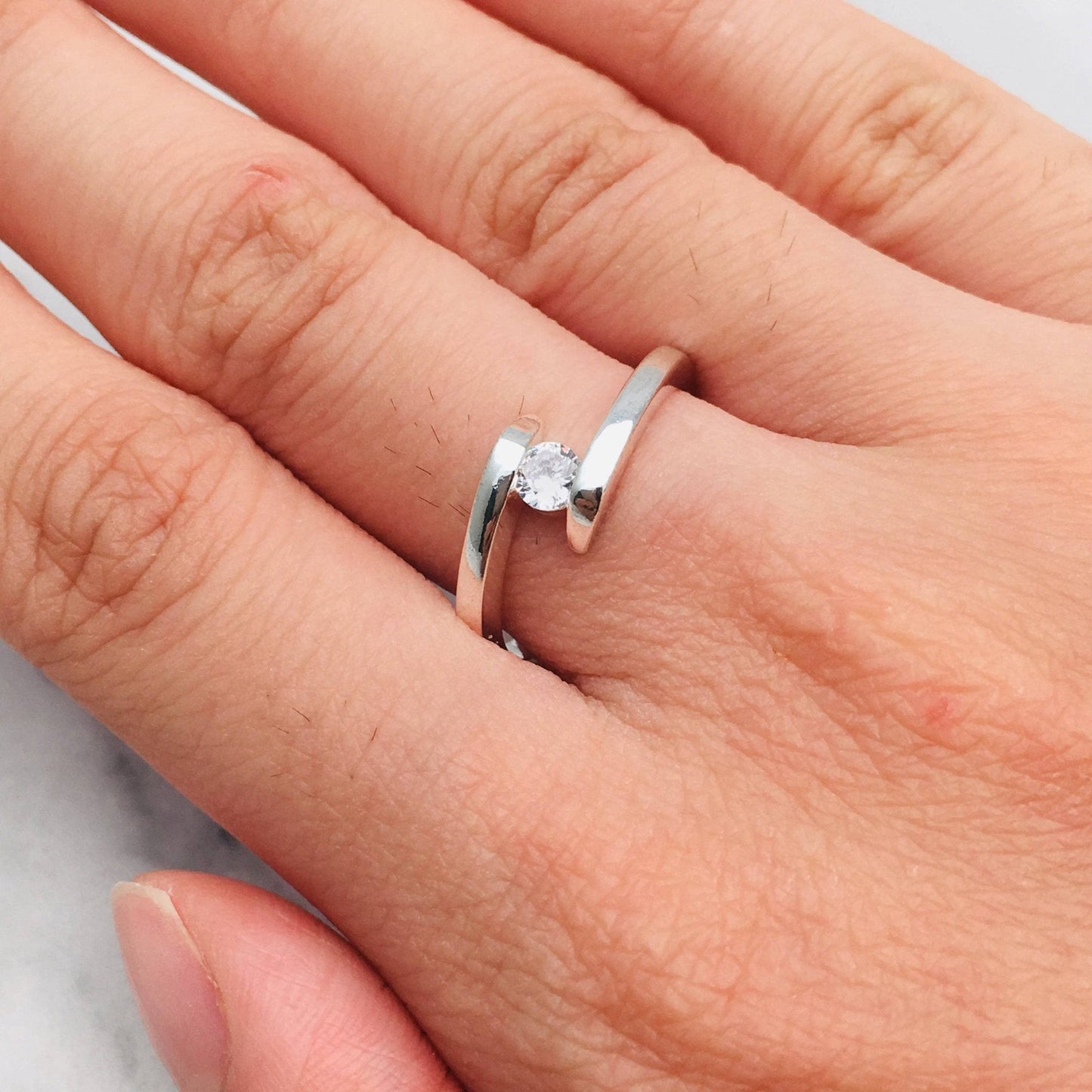 18k Round Cut Moissanite Minimalist Design Engagement Ring-Black Diamonds New York
