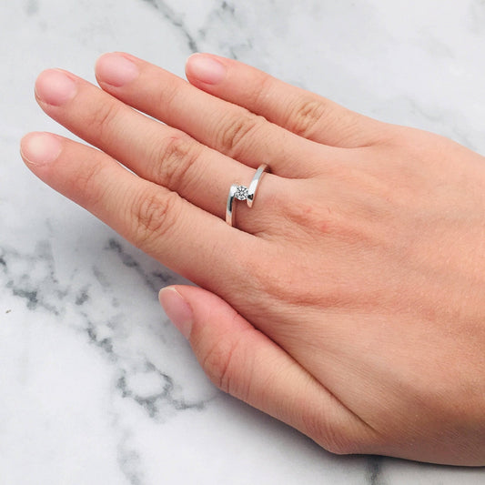 18k Round Cut Diamond Minimalist Design Engagement Ring-Black Diamonds New York