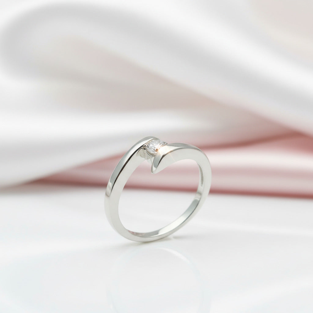 18k Round Cut Diamond Option Minimalist Design Engagement Ring-Black Diamonds New York