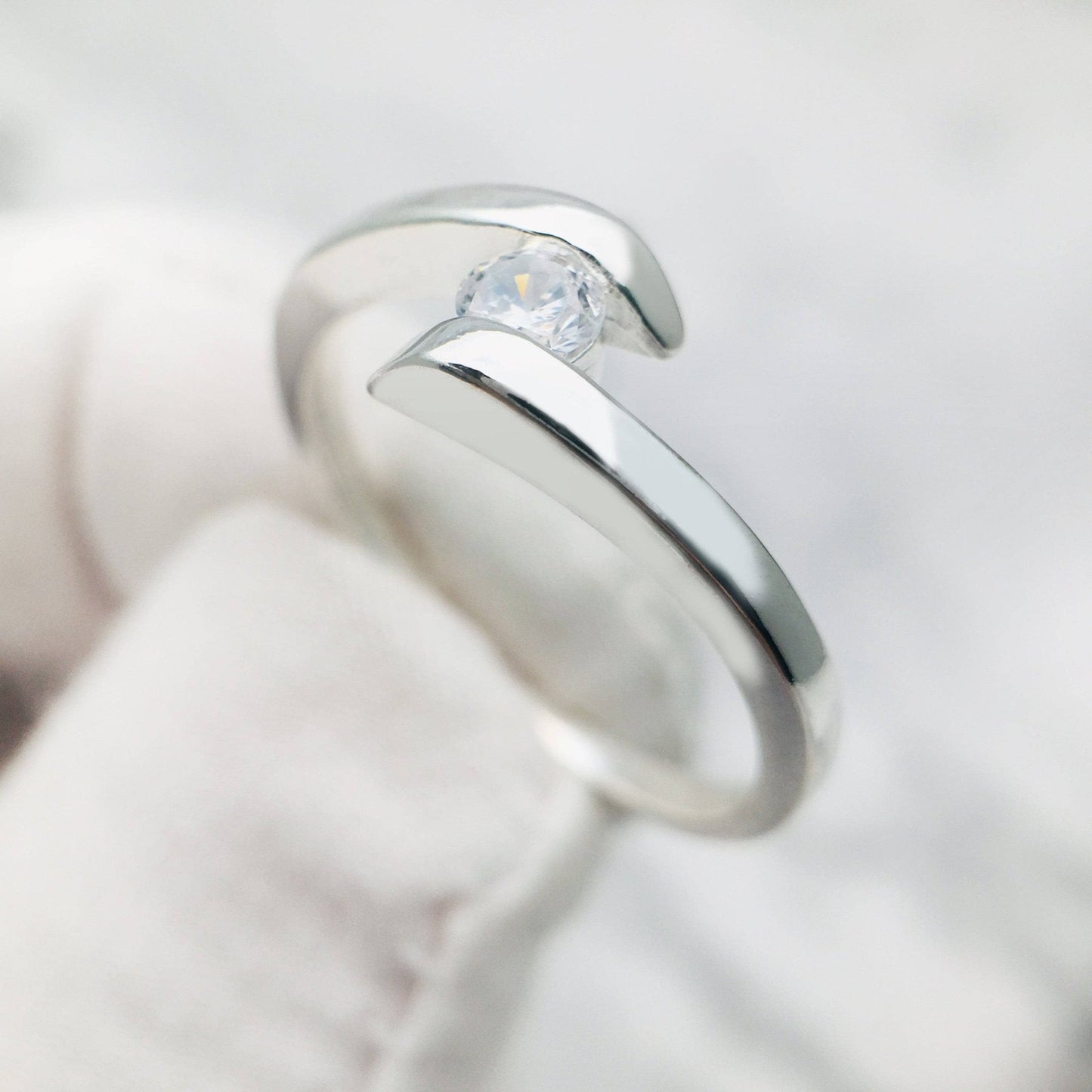18k Round Cut Moissanite Minimalist Design Engagement Ring-Black Diamonds New York