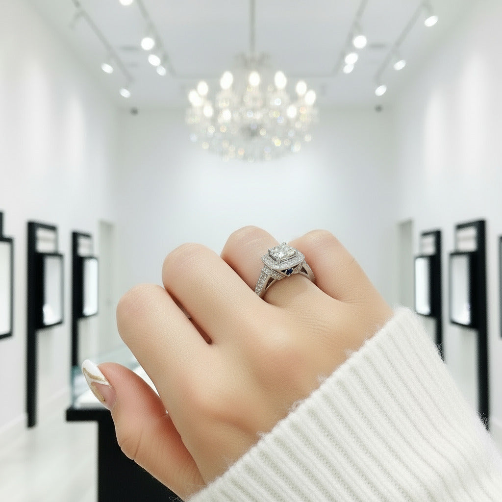 18k Round Cut Diamond Minimalist Engagement Ring-Black Diamonds New York