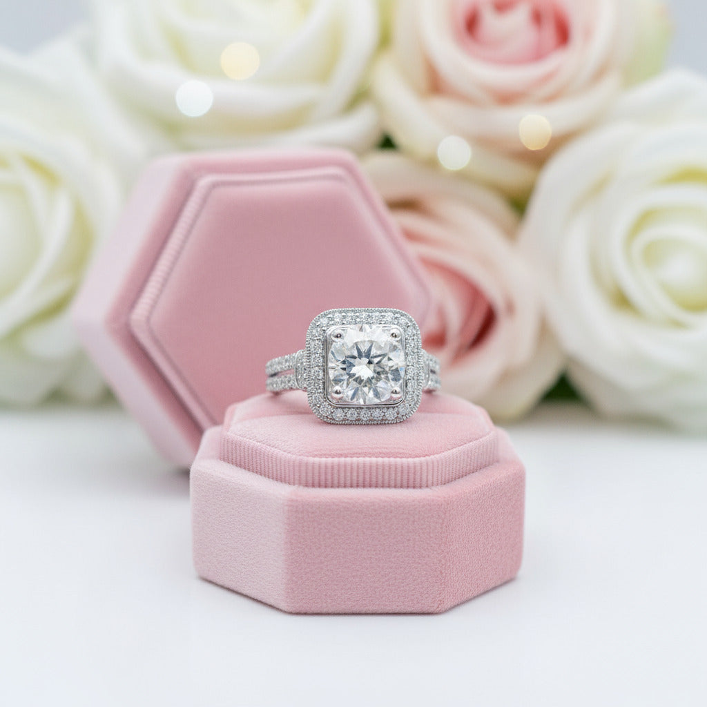 18k Round Cut Diamond Option Minimalist Engagement Ring-Black Diamonds New York