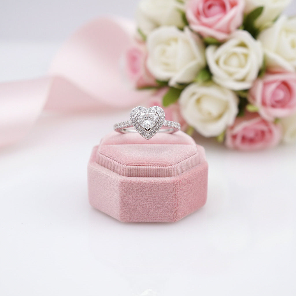 18K Vintage Heart Cut Diamond Option Engagement Ring-Black Diamonds New York
