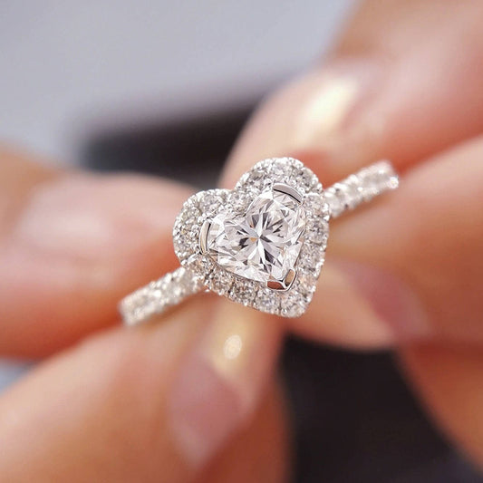 18k Vintage Heart Cut Diamond Engagement Ring-Black Diamonds New York