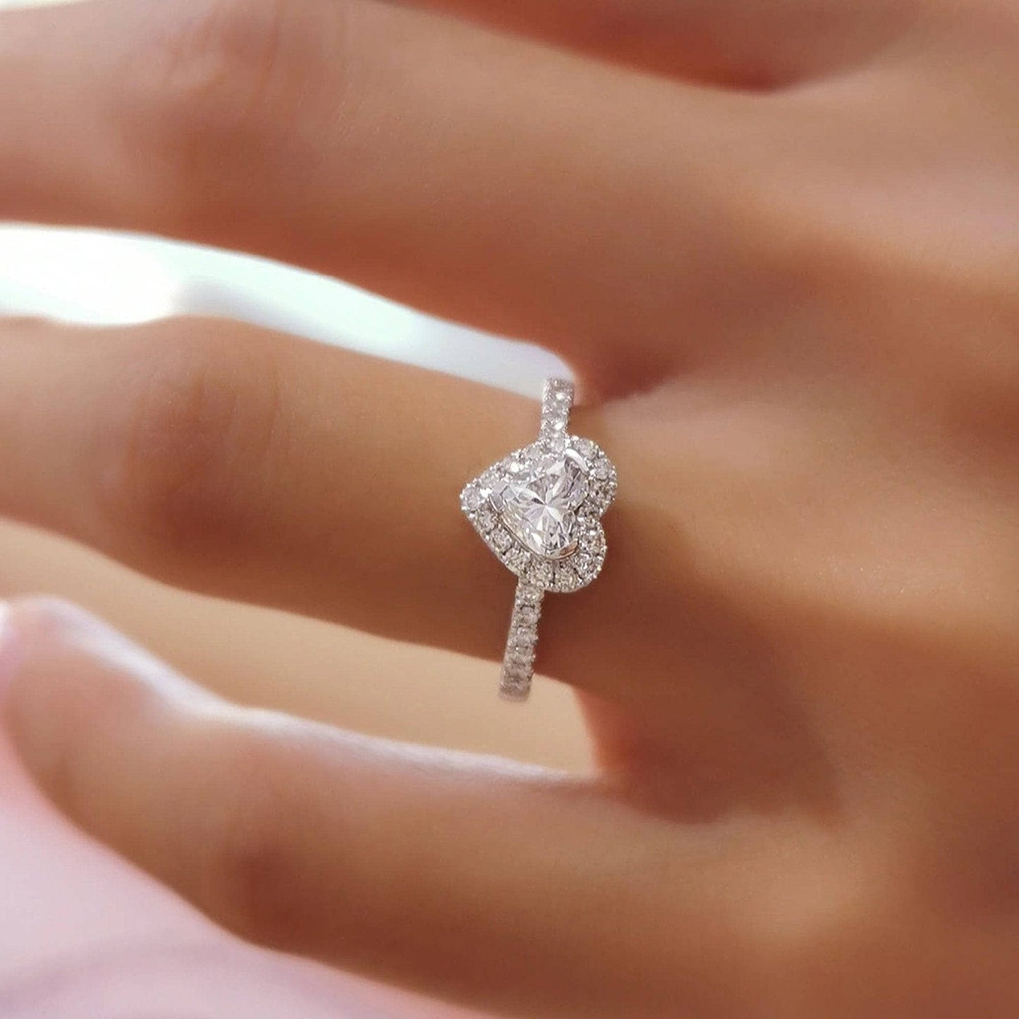 18k Vintage Heart Cut Moissanite Engagement Ring-Black Diamonds New York