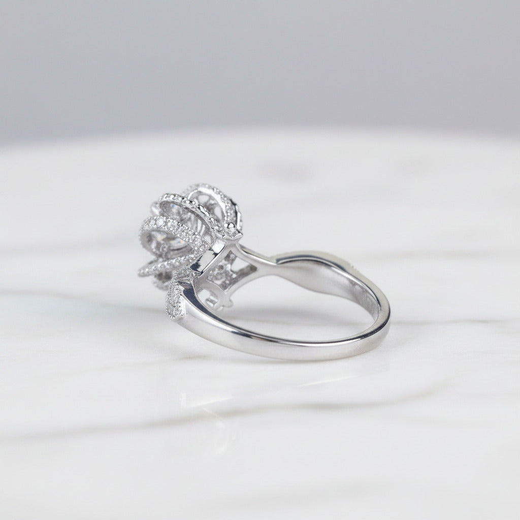18k White Gold 1.0 Ct 6.5mm Round Cut Diamond Option Wedding Ring-Black Diamonds New York