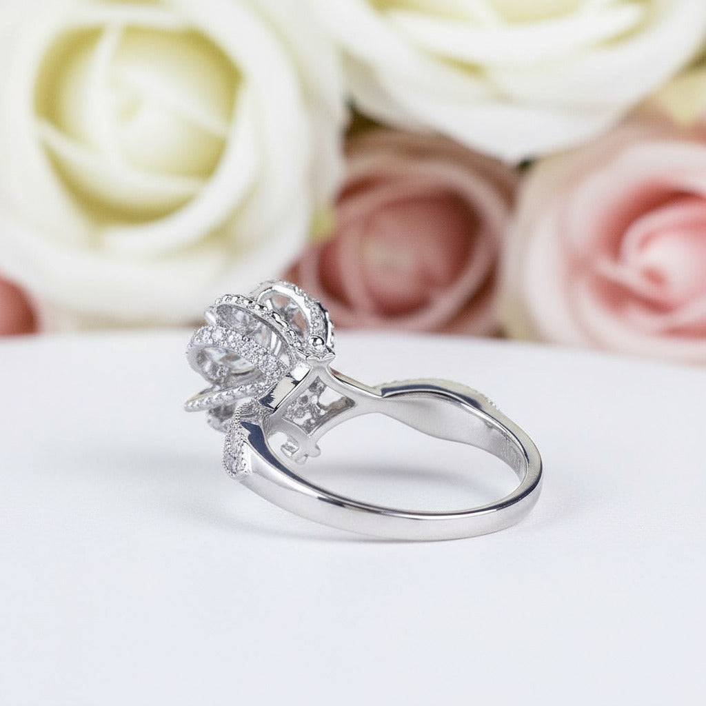 18k White Gold 1.0 Ct 6.5mm Round Cut Diamond Wedding Ring-Black Diamonds New York