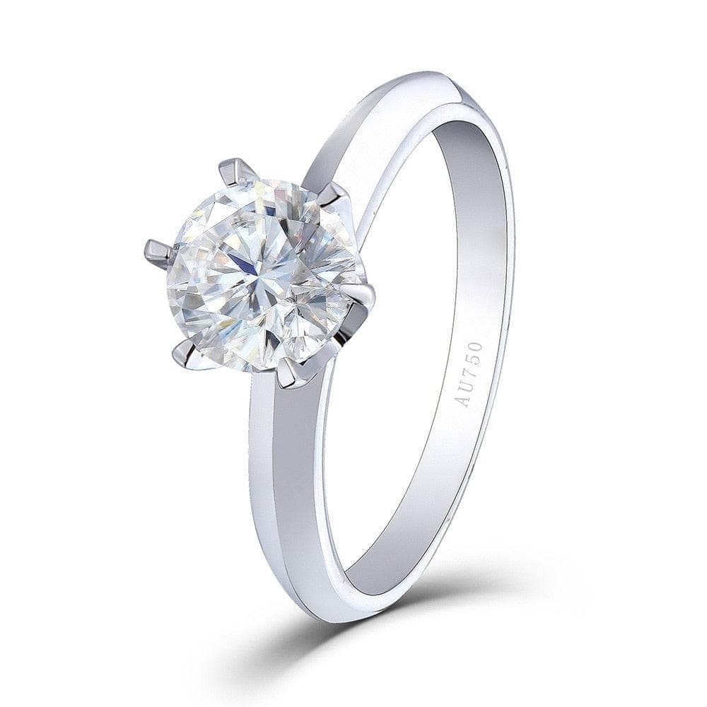 18K White Gold 1ct Moissanite Classic Engagement Ring - Black Diamonds New York